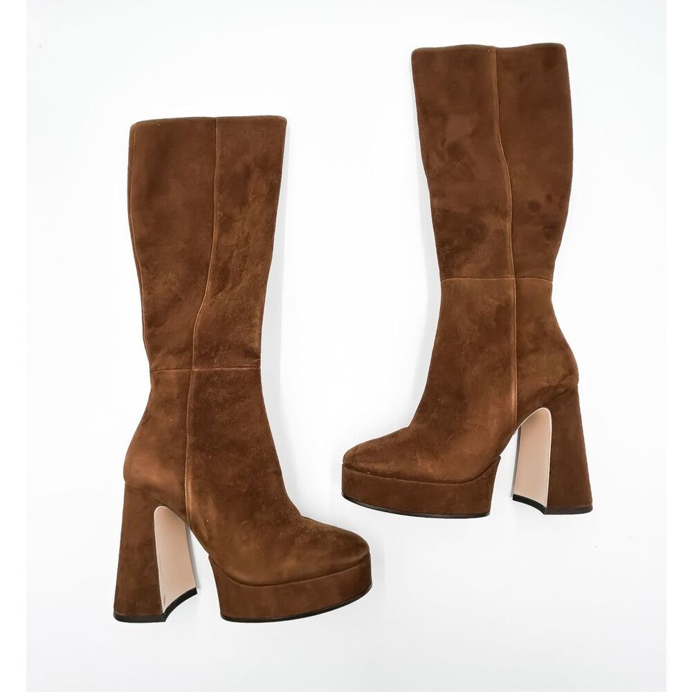 Gucci Tan Suede Heeled Boots